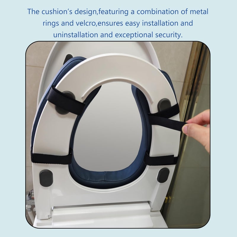 Deftyolo Toilet Seat Cushion Toilet Seat Riser with 2-inch High-Density Foam Performance Microfiber Fabric-Suitable for Standard,Elongated Toilets Bedside Commode(Blue) - Image 3